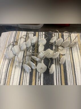 Pearl White Shell Shower Curtain Hooks Set of 22 #153